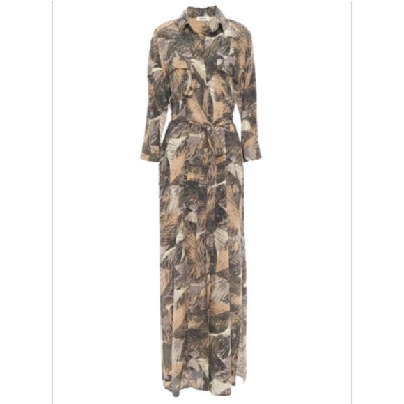 L'agence CAMERON PRINTED SILK CREPE DE CHINE MAXI SHIRT DRESS  size M - Picture 3 of 7